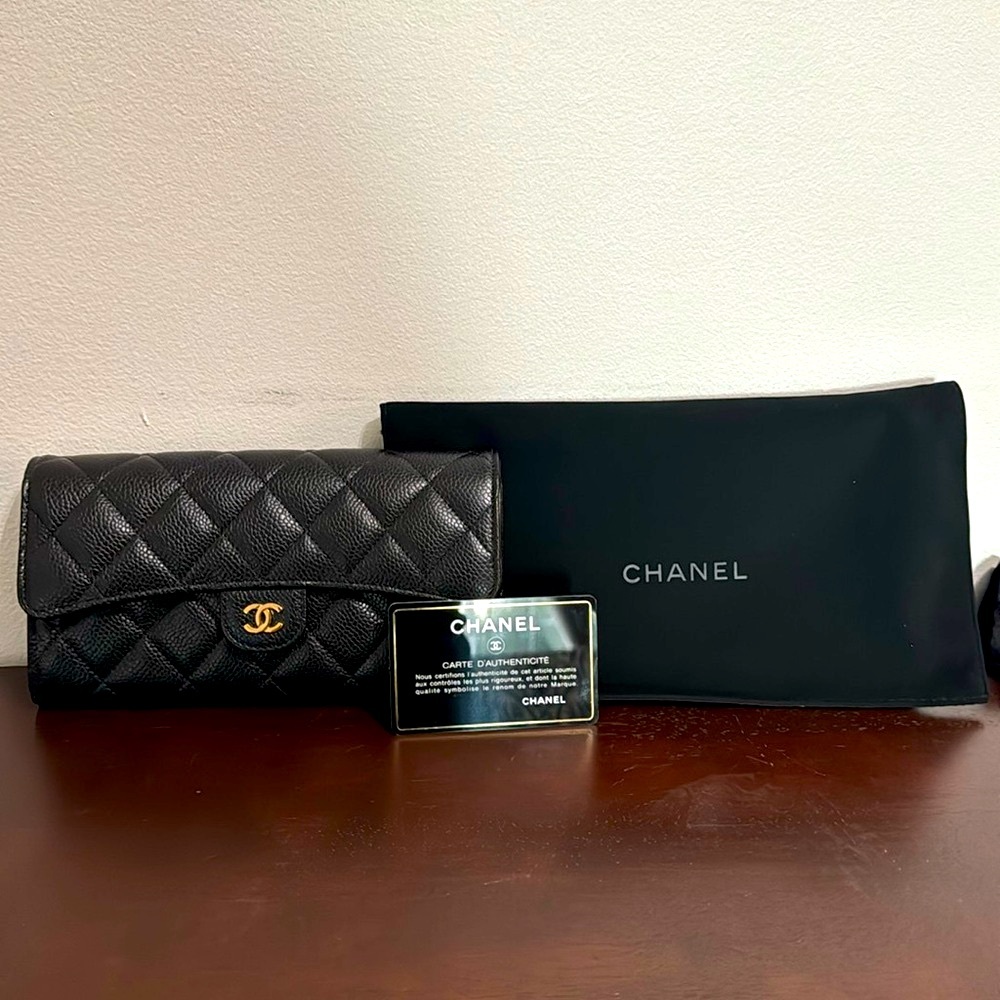Caviar Quilted Long Flap Wallet